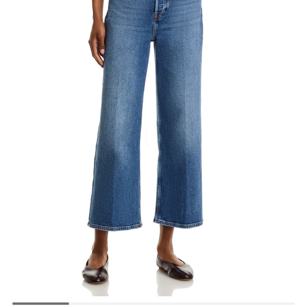 High Rise Wide Leg Cropped Jeans in Mid 70s